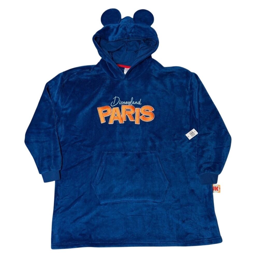 DISNEY DISNEYLAND PARIS MICKEY BONJOUR! FLEECE HOODIE NWT SIZE S/M